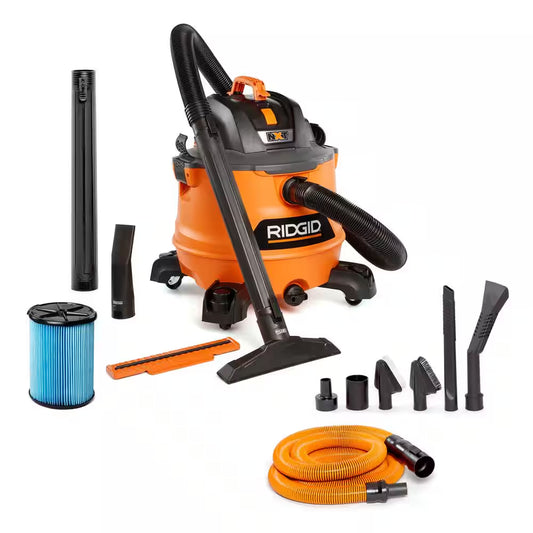 14 Gal. 6.0 Peak HP NXT Shop Vacuum Wet Dry Vac with Fine Dust Filter, Hose, Accessories and Car Cleaning Kit HD1401