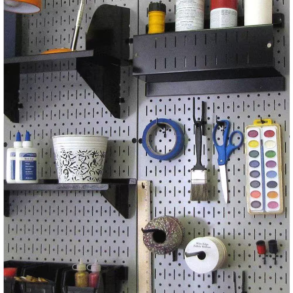 32 In. X 32 In. Overall Size Gray Metal Pegboard Pack with Two 32 In. X 16 In. Pegboards