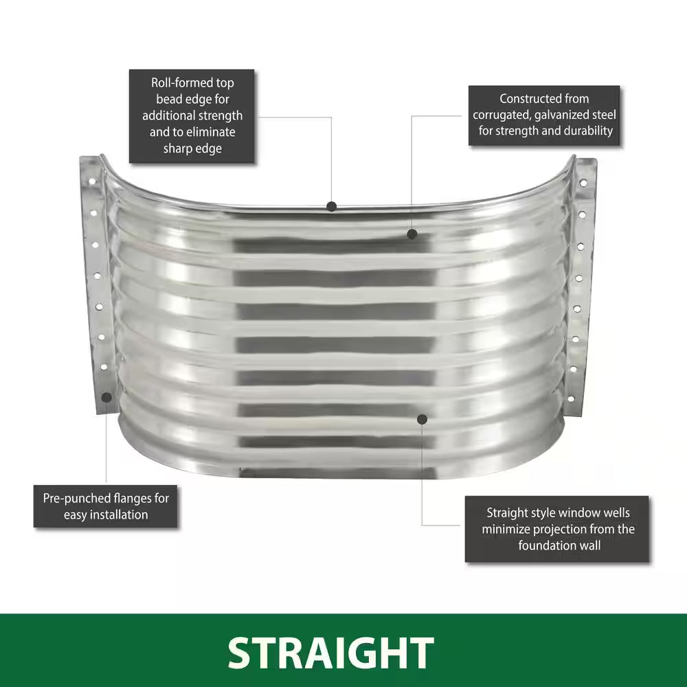 37 In. X 12 In. X 24 In. Steel Straight Area Window Well