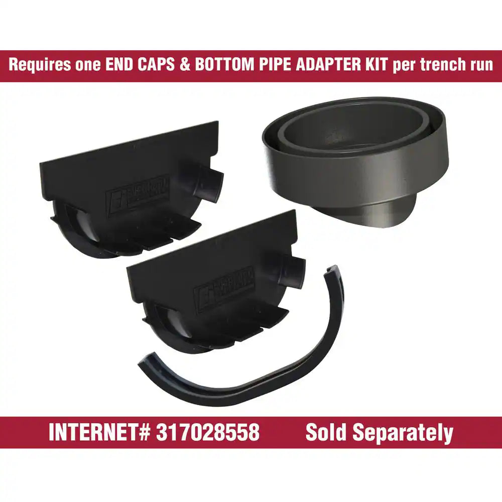 Compact Series 5.4 In. W X 3.2 In. D X 39.4 In. L Trench and Channel Drain with Black Grate