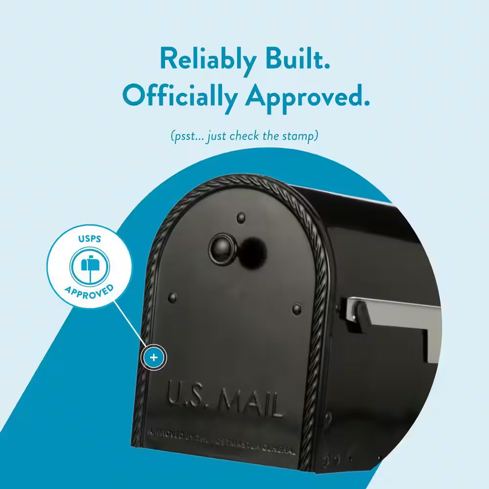 Edwards Black, Large, Steel, Post Mount Mailbox