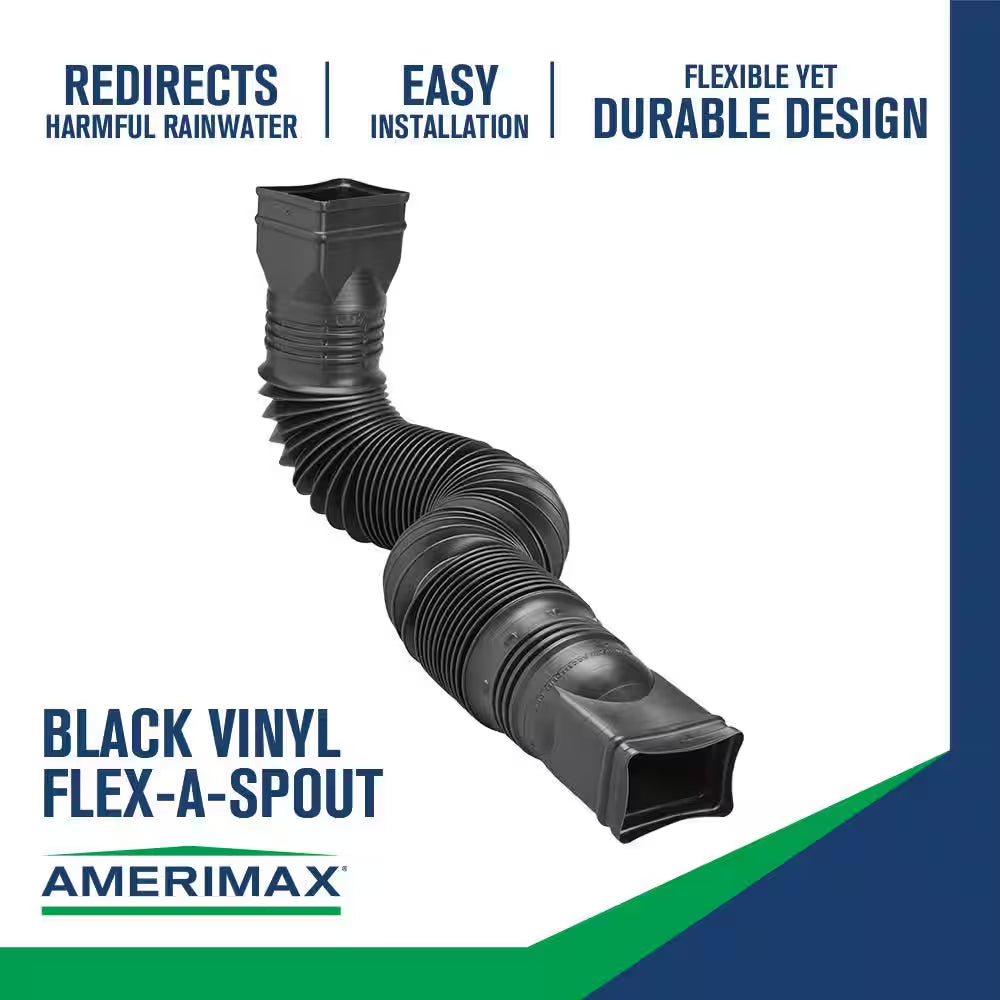 Flex a Spout 55 In. Black Vinyl Downspout Extension