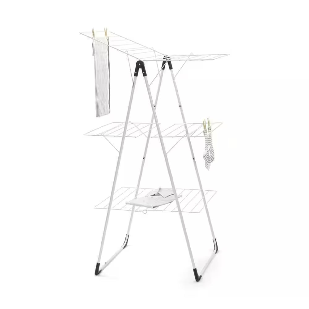 76 Ft. (23M) W 33.5 In. X H 51.6 In. Tower Clothes Drying Rack in Fresh White