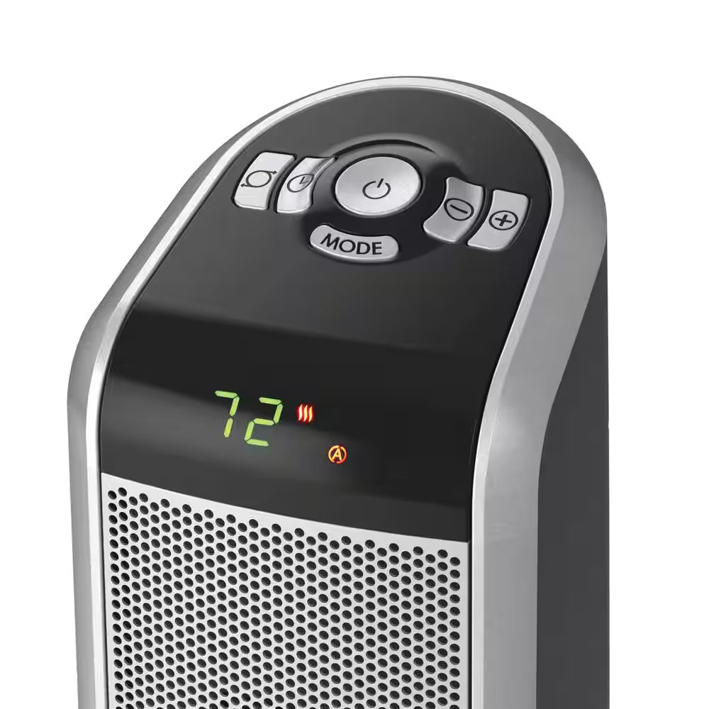 1500W 29 In. Gray Electric Pedestal Ceramic Oscillating Space Heater with Digital Display and Remote Control