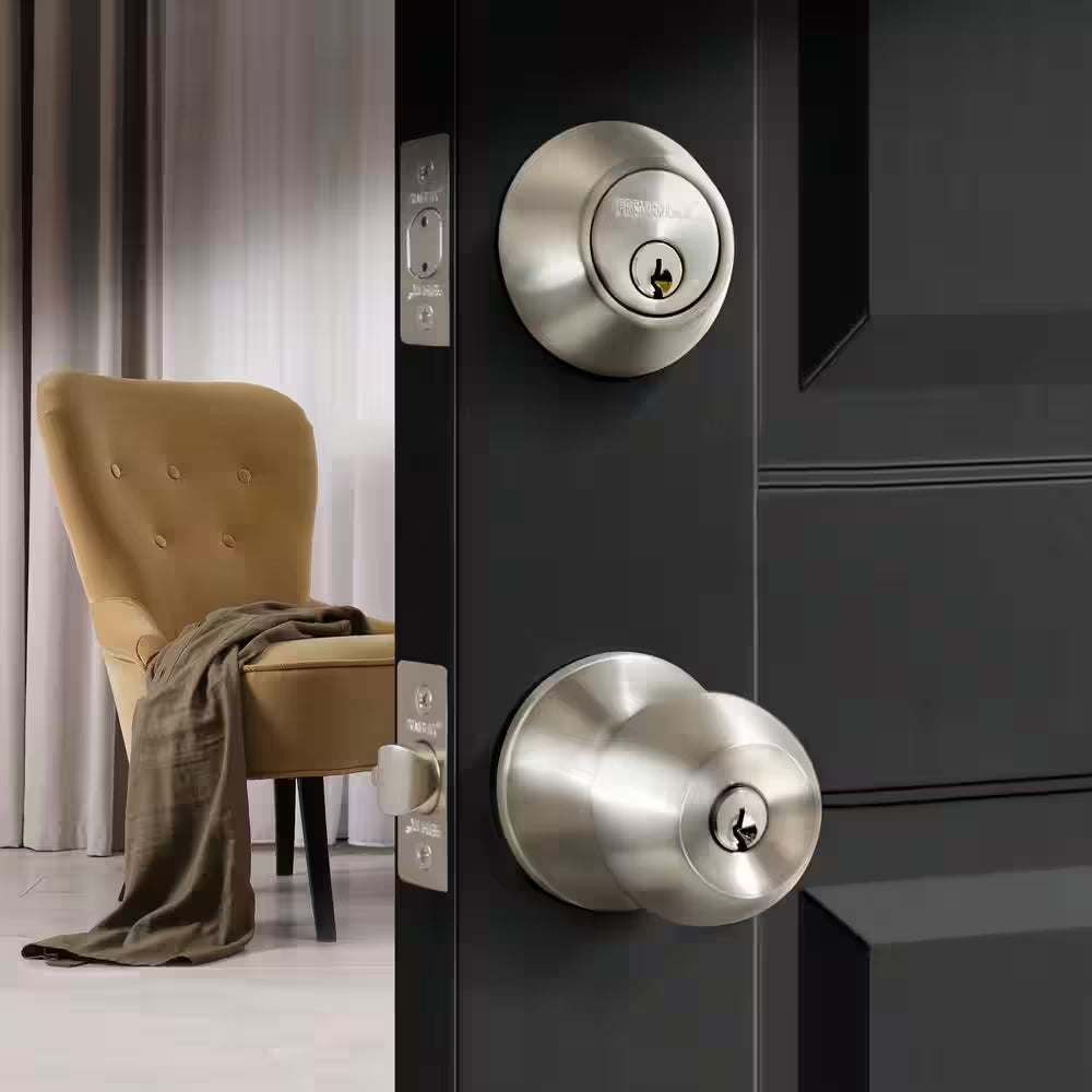 Stainless Steel Entry Door Knob Combo Lock Set with Deadbolt and 6 Keys