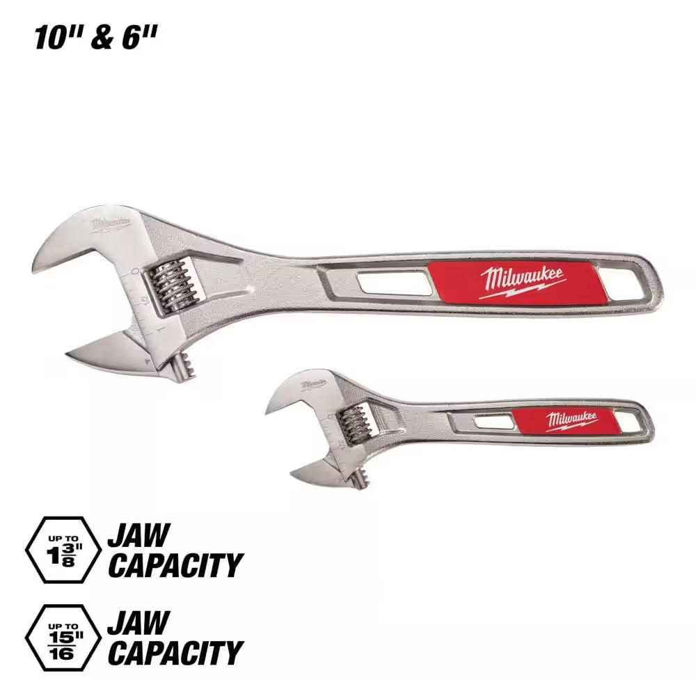 6 In. and 10 In. 2-Piece Adjustable Wrench Set