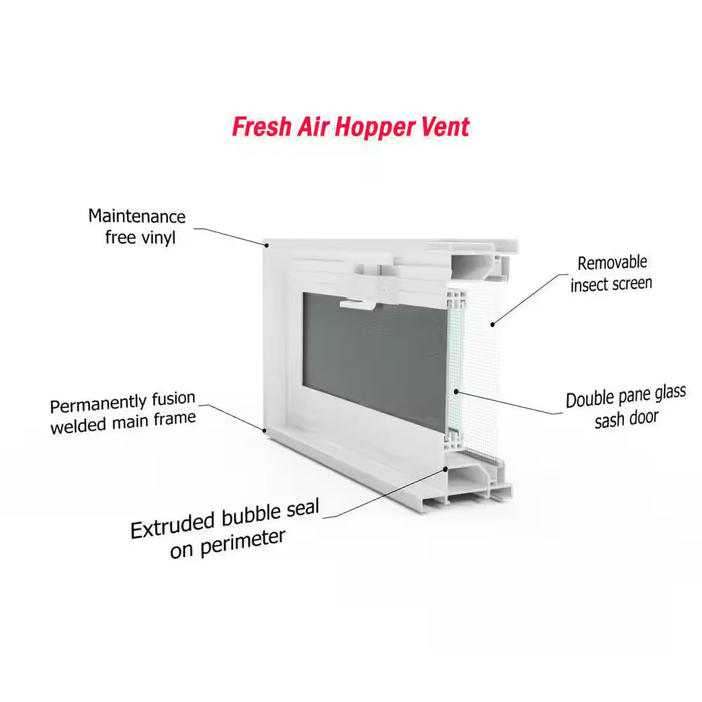 3 In. Thick Series 16 In. X 8 In. X 3 In. Hopper Vent for Glass Block Windows (Actual 15.5 X 7.75 X 3.12 In.)