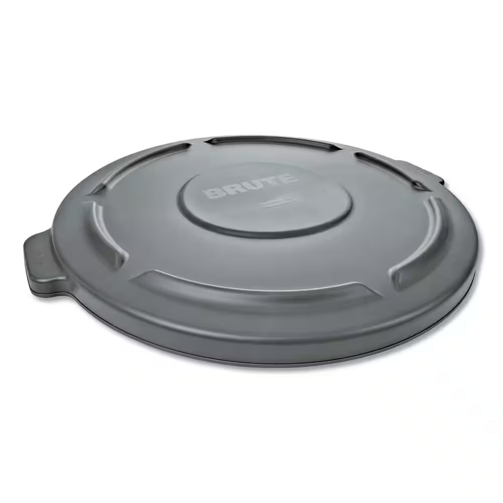22.25 In. Dia Gray round Flat Top Trash Can Lid, for 32 Gal. round BRUTE Containers
