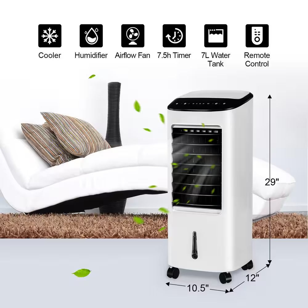 3-In-1 Evaporative Air Cooler Fan Portable Air Conditioner W/ Remote Control 7.5-Hour Timer Home Office