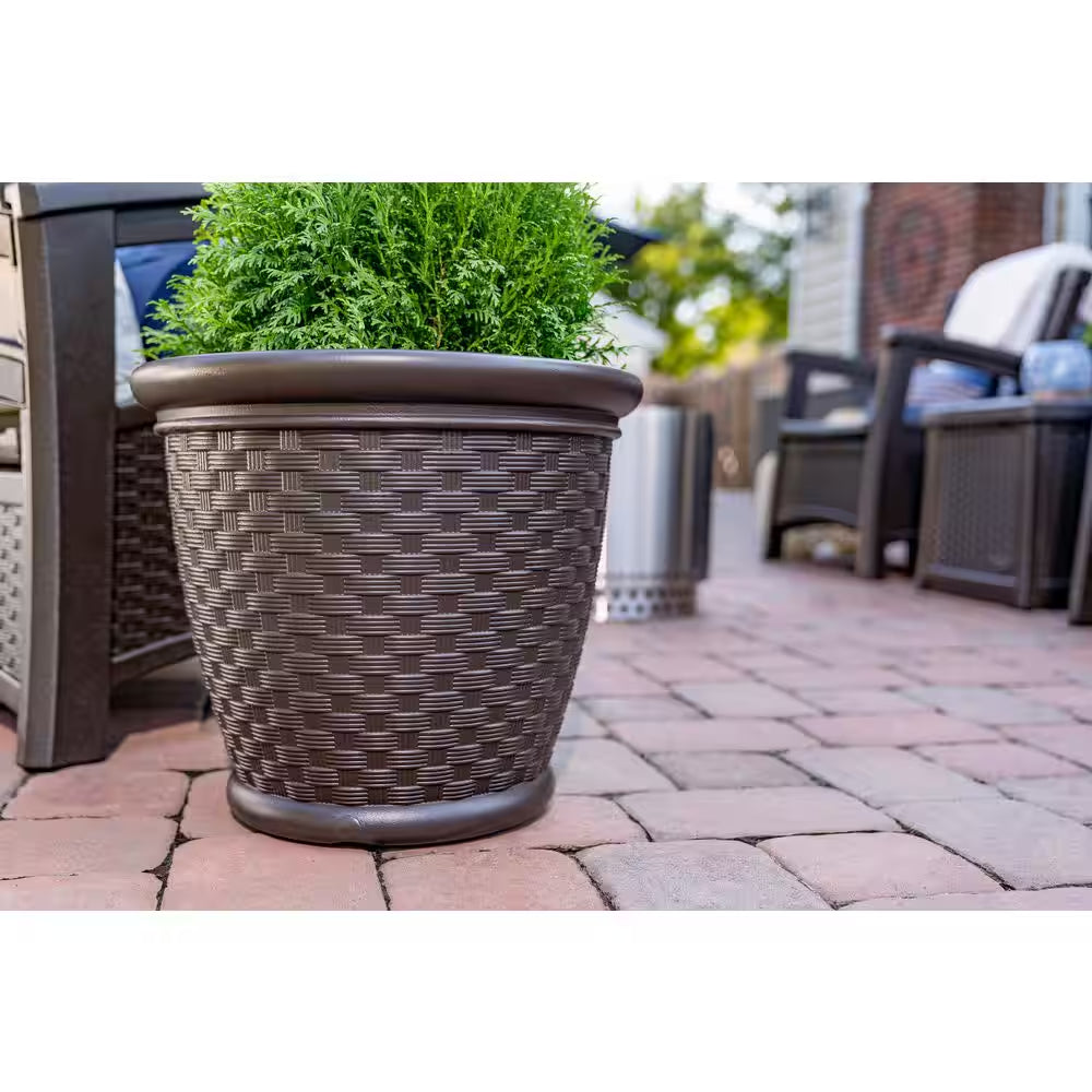 Sonora 22 In. round Java Blow Molded Plastic Planter (2-Pack)