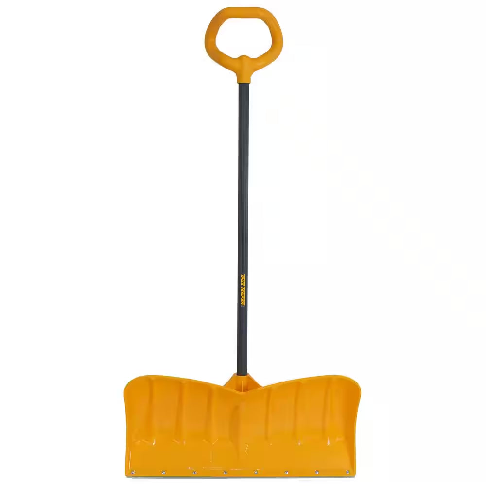 41.25 In. Handle Steel Snow Shovel and 26 In. Plastic Blade Versa Grip Combo and Pusher with Steel Strips