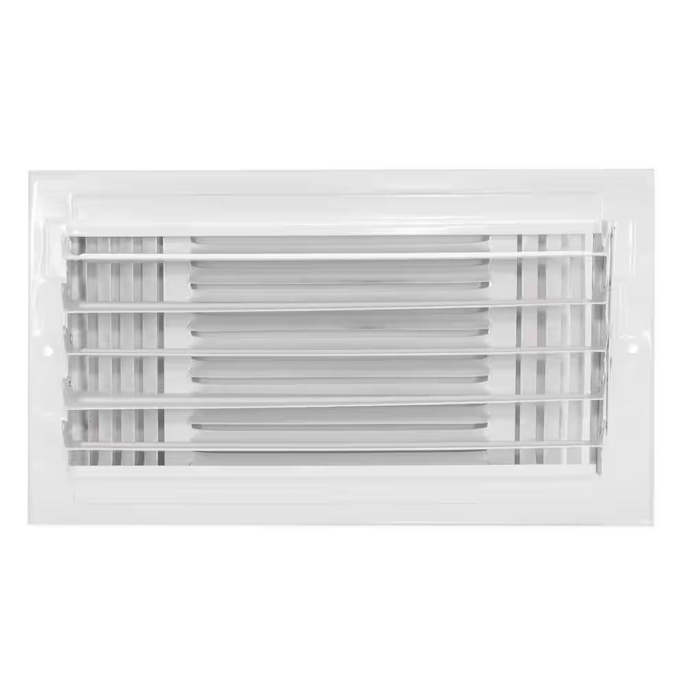 12 In. X 6 In. 3-Way Steel Wall/Ceiling Register , White