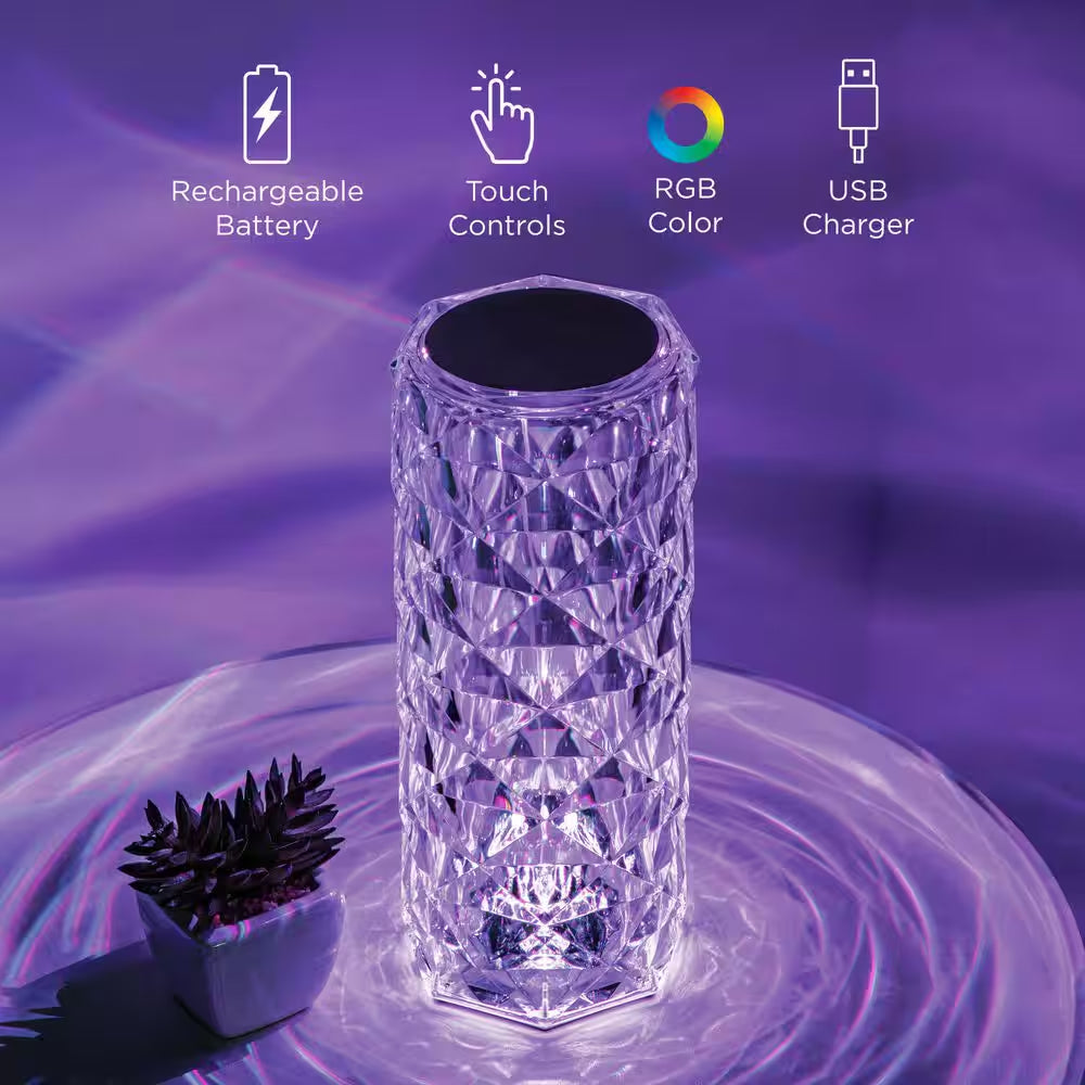 8.5 In. Crystal Indoor Touch Table Light Rose