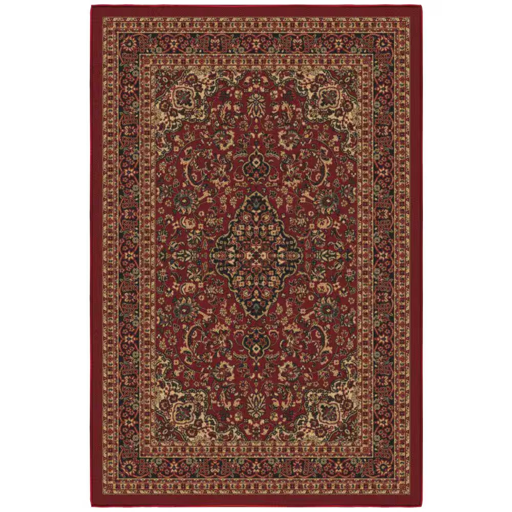 Ottohome Collection Non-Slip Rubberback Medallion Oriental Design 3X5 Indoor Area Rug, 3 Ft. 3 In. X 5 Ft., Dark Red