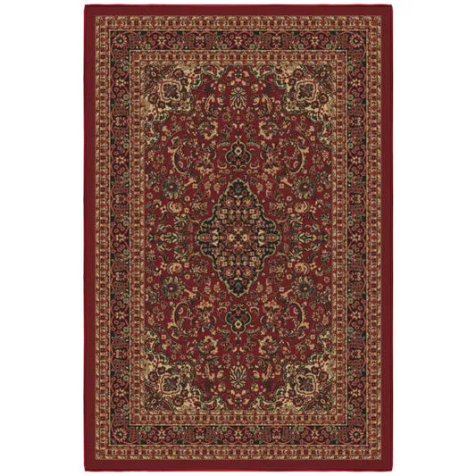 Ottohome Collection Non-Slip Rubberback Medallion Oriental Design 3X5 Indoor Area Rug, 3 Ft. 3 In. X 5 Ft., Dark Red