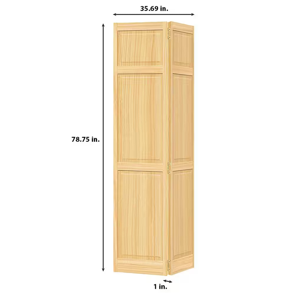 36 In. X 80 In. Traditional 6-Panel Solid Core Unfinished Wood Interior Closet Bi-Fold Door