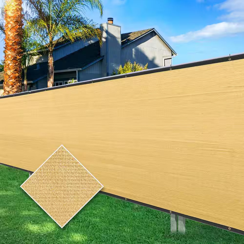 5 Ft. X 50 Ft. Privacy Screen Fence Heavy-Duty Protective Covering Mesh Fencing for Patio Lawn Garden Balcony Sand