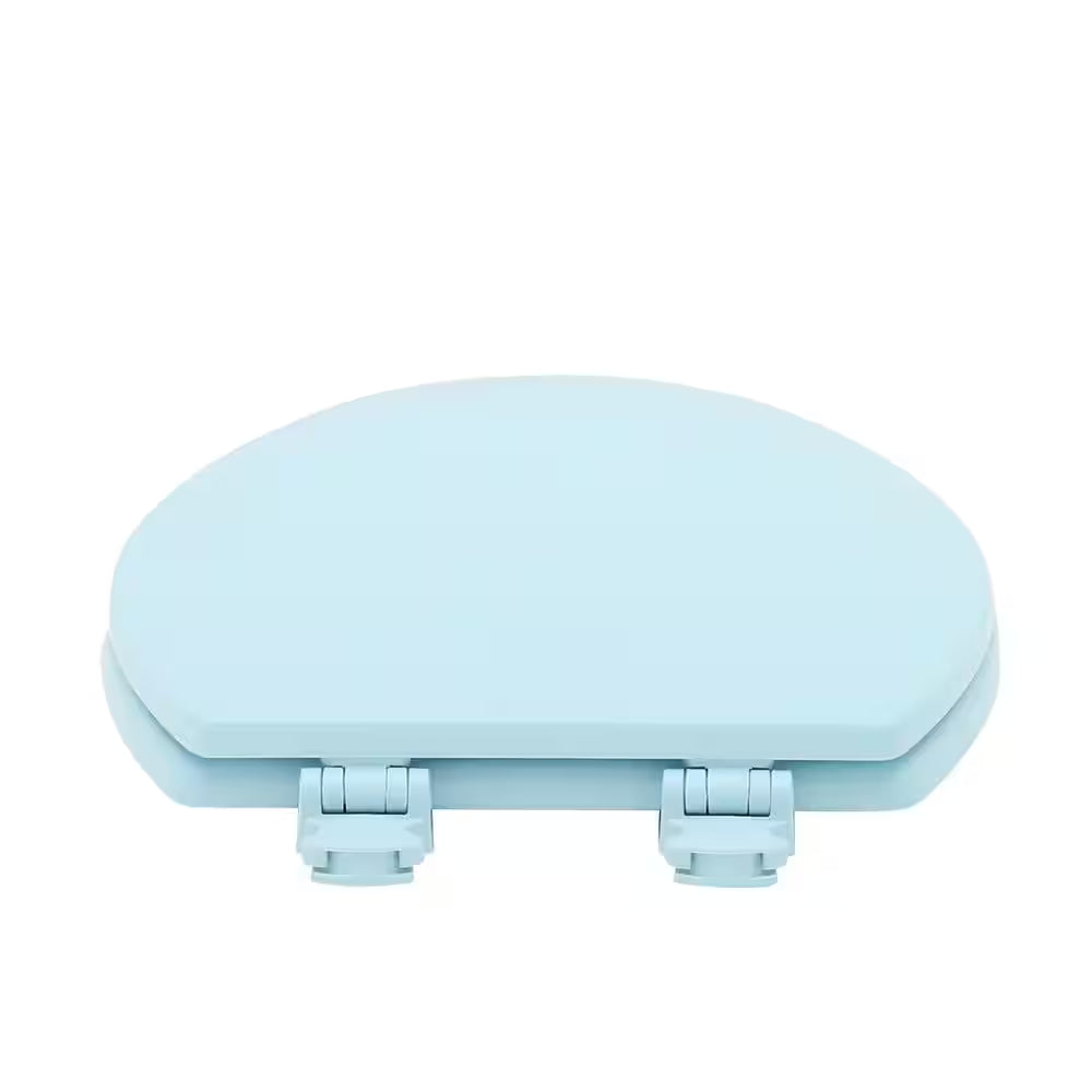 Elongated Enameled Wood Removes for Easy Cleaning Toilet Seat in Dresden Blue