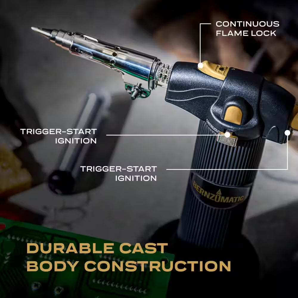 Butane Detail Torch with Soldering Tip, Trigger Ignition and Flame Lock