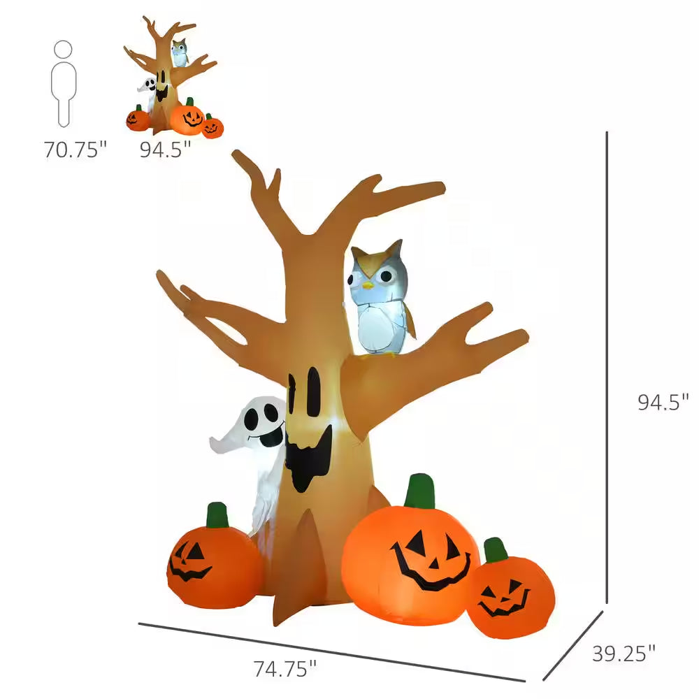 7.5 Ft. LED Haunted Tree with Owl, Ghost, and Pumpkins Halloween Inflatable
