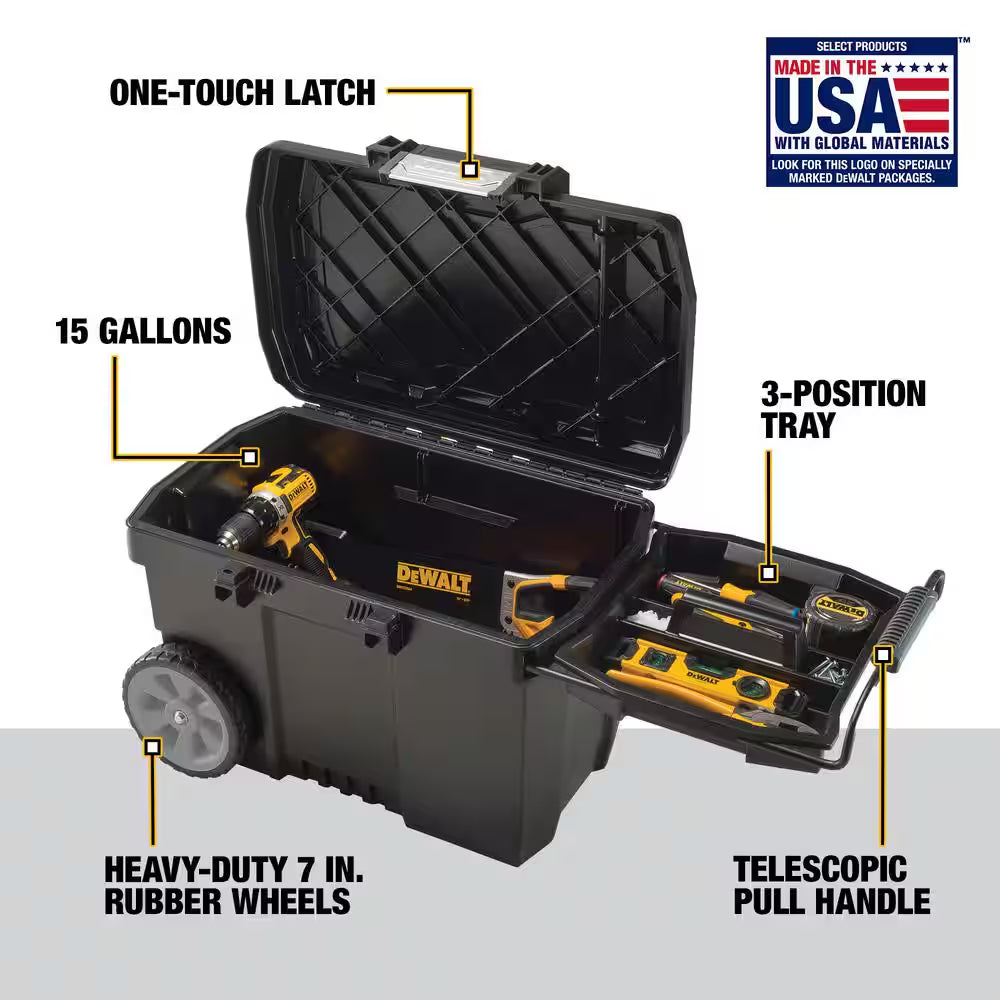 25 In. W 15 Gal. Polypropylene Rolling Tool Box