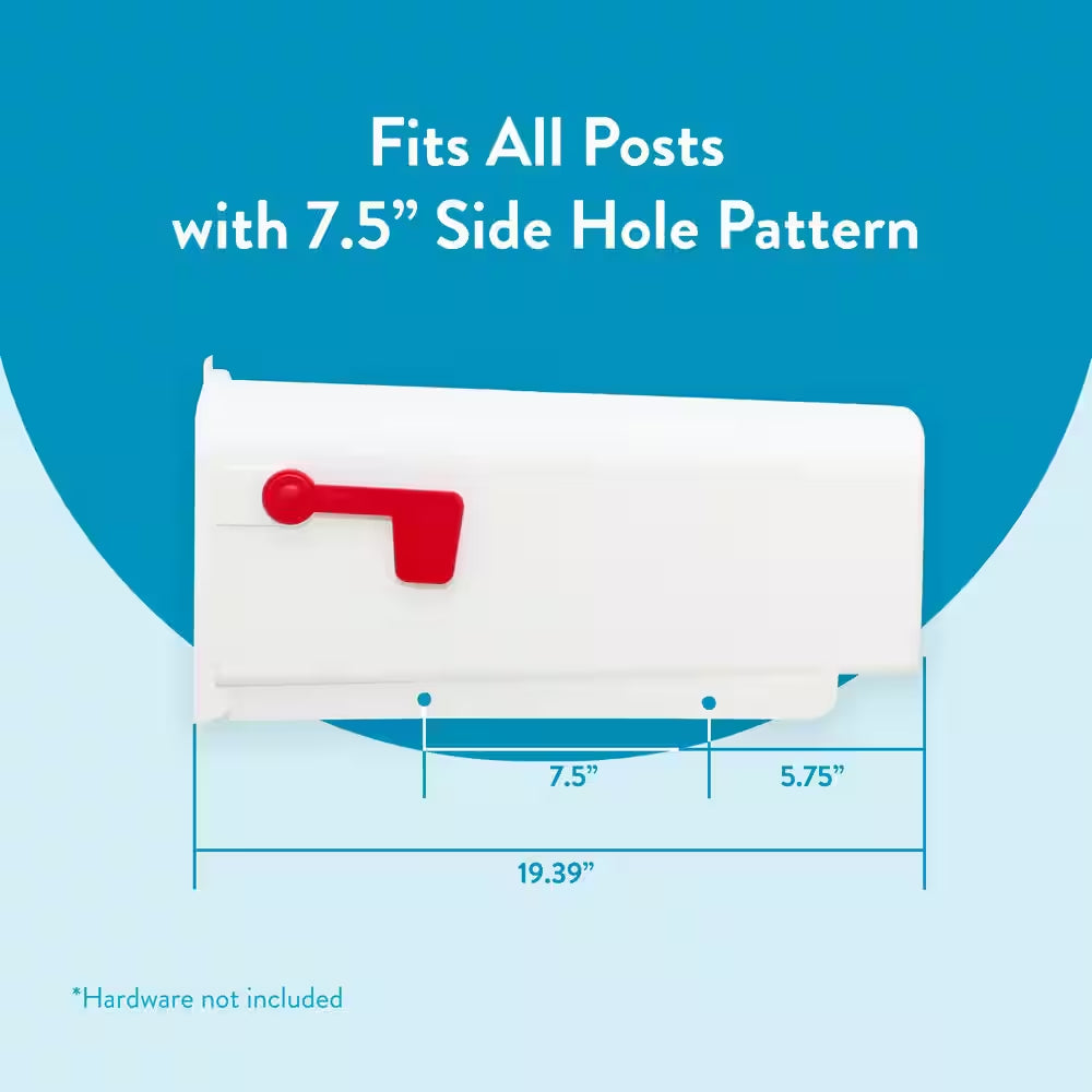 Parsons White, Medium, Plastic, Post Mount Mailbox