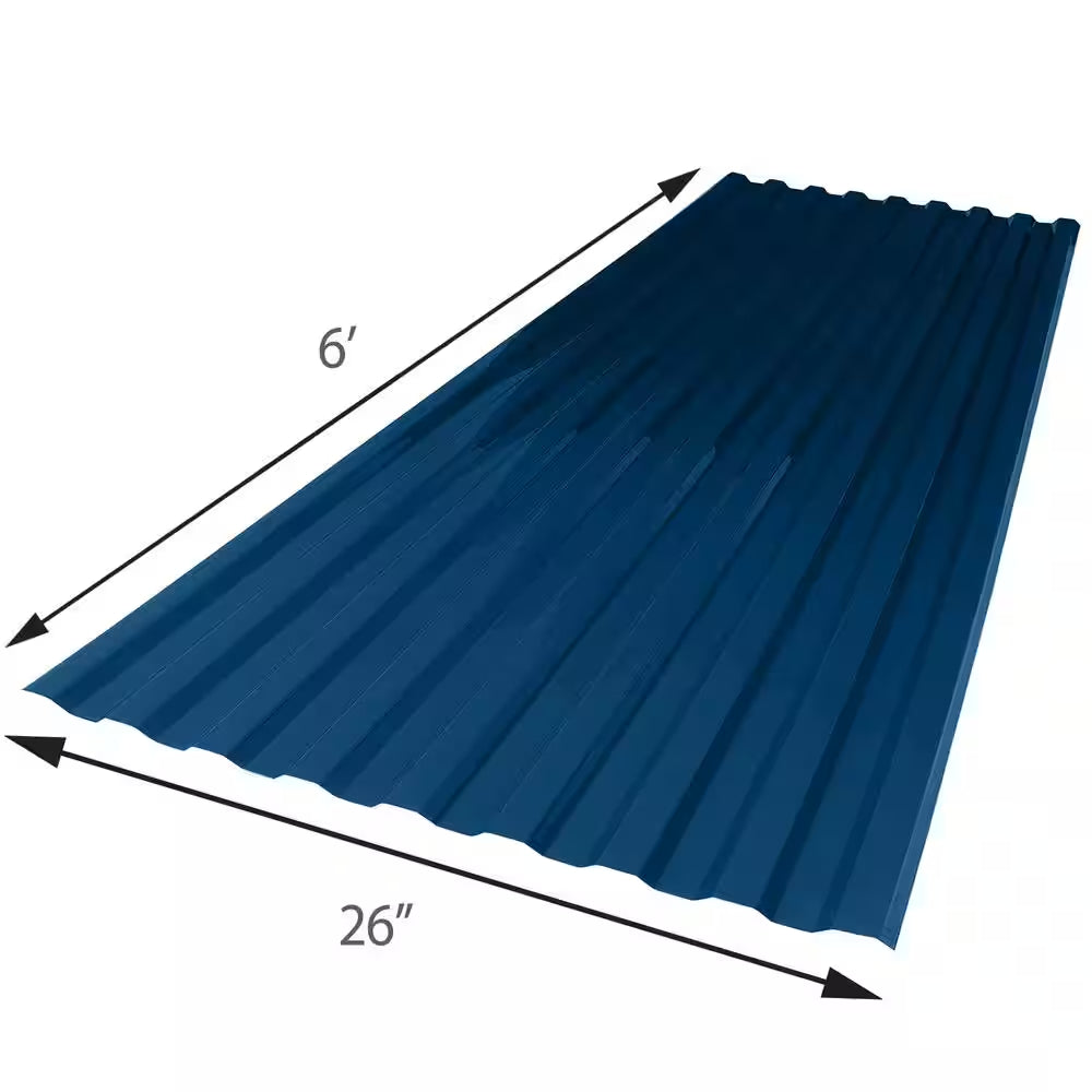 26 In. X 6 Ft. Corrugated Polycarbonate Roof Panel in Blue