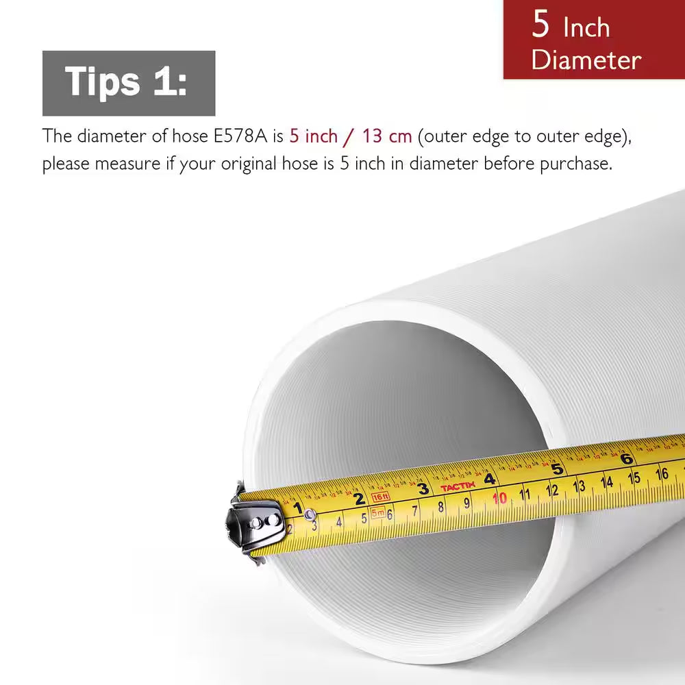 5 In. X 6.5 Ft. Non-Insulated Flexible Exhaust Hose for Portable Air Conditioner, Counter-Clockwise