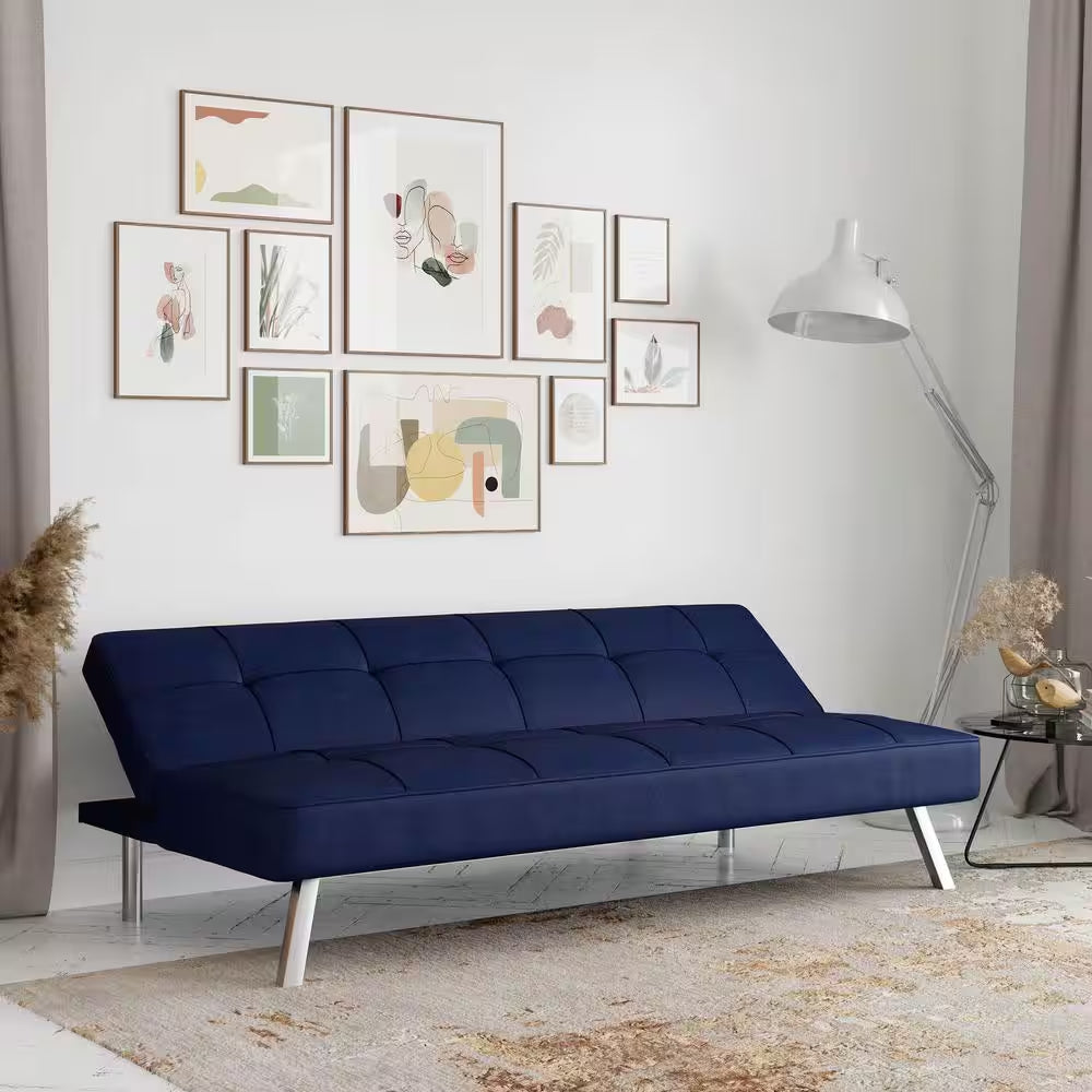 Calgiri 66 In. Armless 3-Seater Sofa in Blue