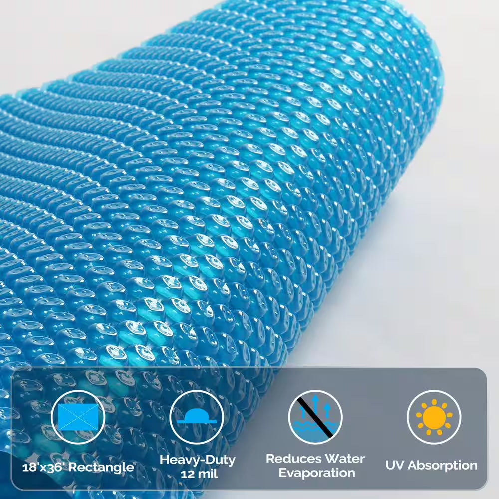12 Mil 18 Ft. X 36 Ft. Rectangular Blue in Ground Pool Solar Pool Cover