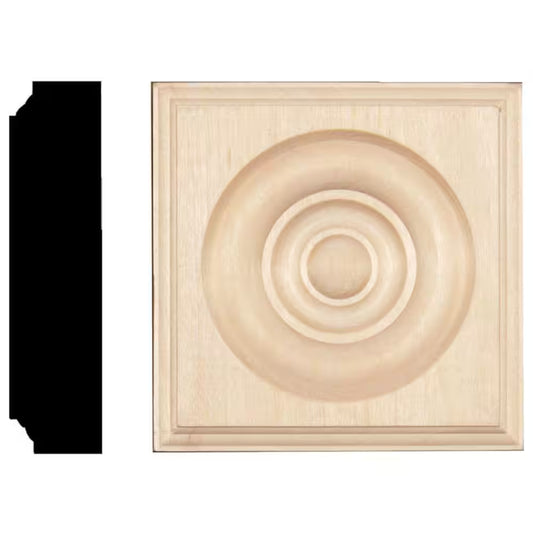 1-1/8 In. X 4-1/2 In. X 4-1/2 In. Hardwood Rosette Block Molding