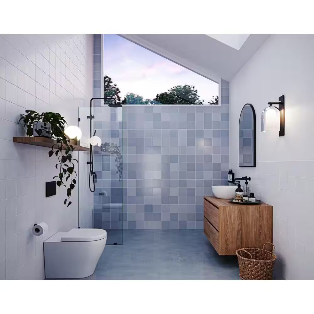 Vela 20 In. W X 78 In. H Frameless Fixed Single Panel Shower Door in Matte Black without Handle