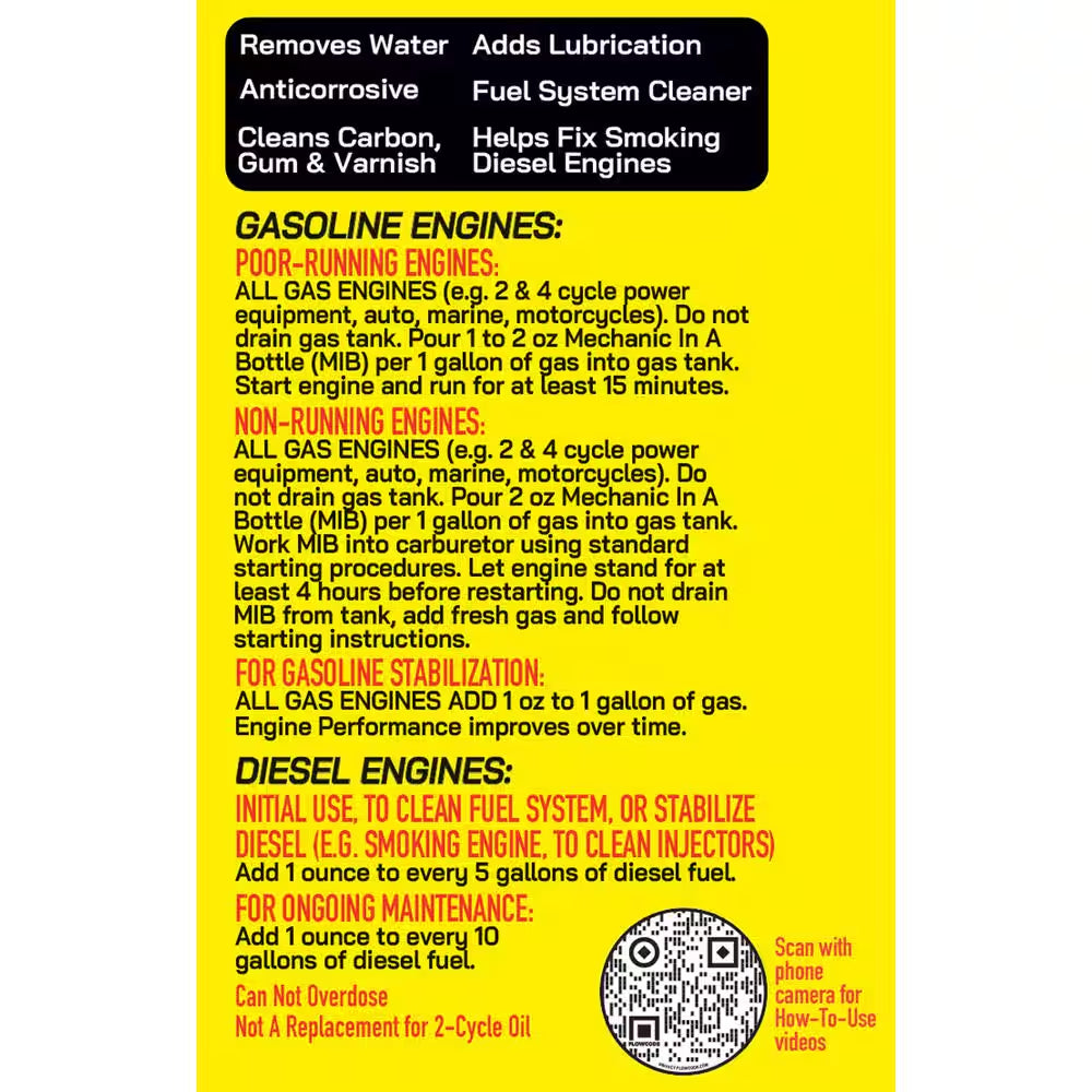 16 Oz. Fuel Additive Gas and Diesel - Fix, Maintain, Protect All Engines