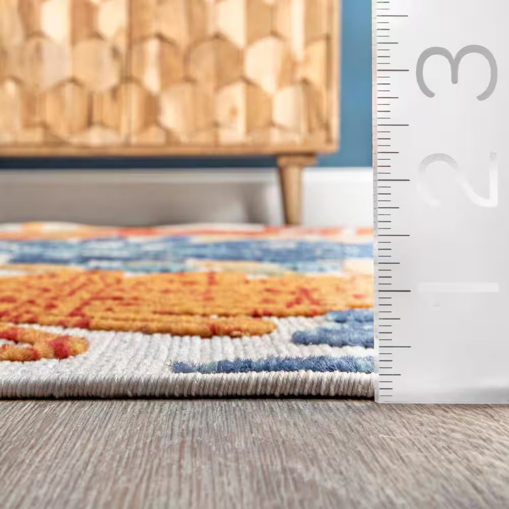 Irina Modern Bohemian Floret Multi 5 Ft. X 8 Ft. Indoor/Outdoor Patio/Living Room/Bedroom/Dining Room Area Rug