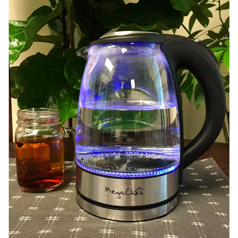 7 Cups 1.7 L Glass and Stainless Steel Electric Tea Kettle