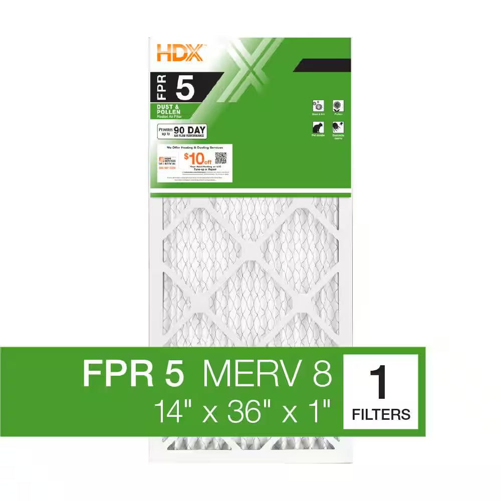 14 In. X 36 In. X 1 In. Standard Pleated Air Filter FPR 5, MERV 8