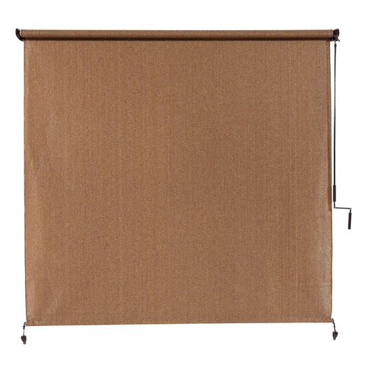 Walnut Cordless UV Blocking Fade Resistant Fabric Exterior Roller Shade 120 In. W X 96 In. L