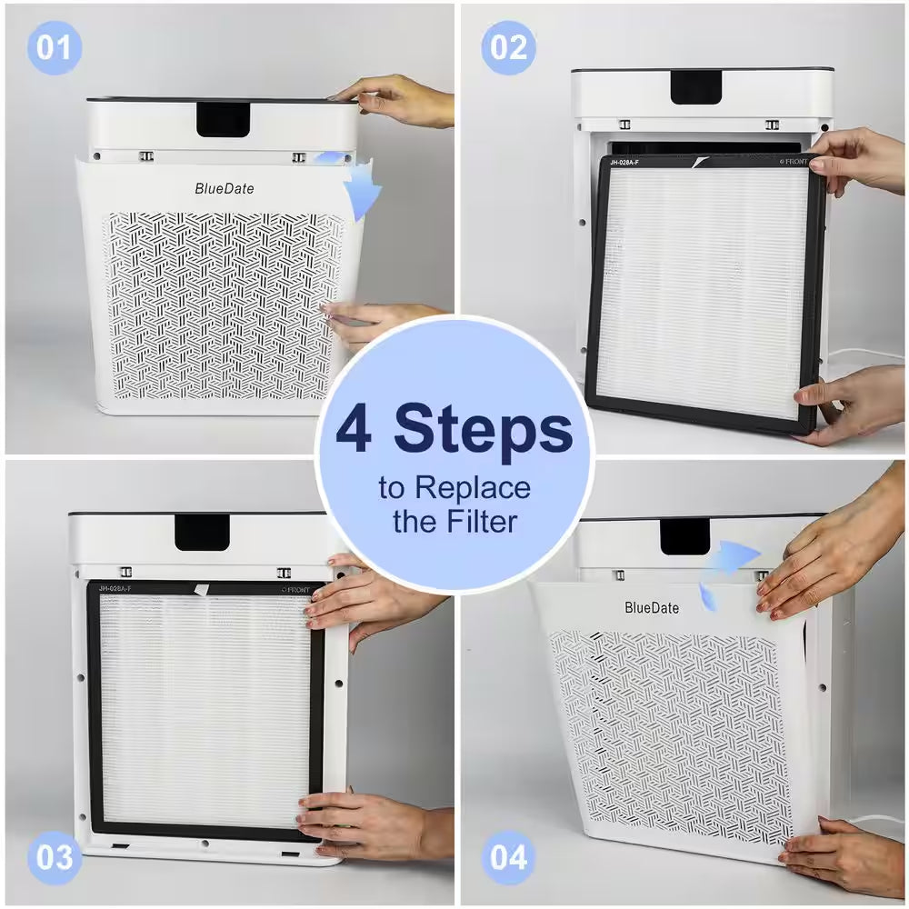 Room Air Purifier Replacement Filters,White, True HEPA for Wildfire, Smoke, Pollen, 2-Piece for 1100 Sq.Ft. Air Purifier