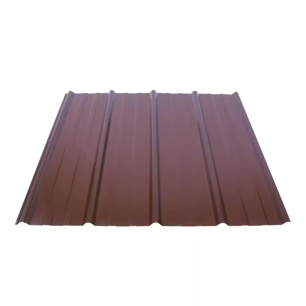 Shelterguard 12 Ft. Exposed Fastener Galvanized Steel Roof Panel in Cocoa Brown
