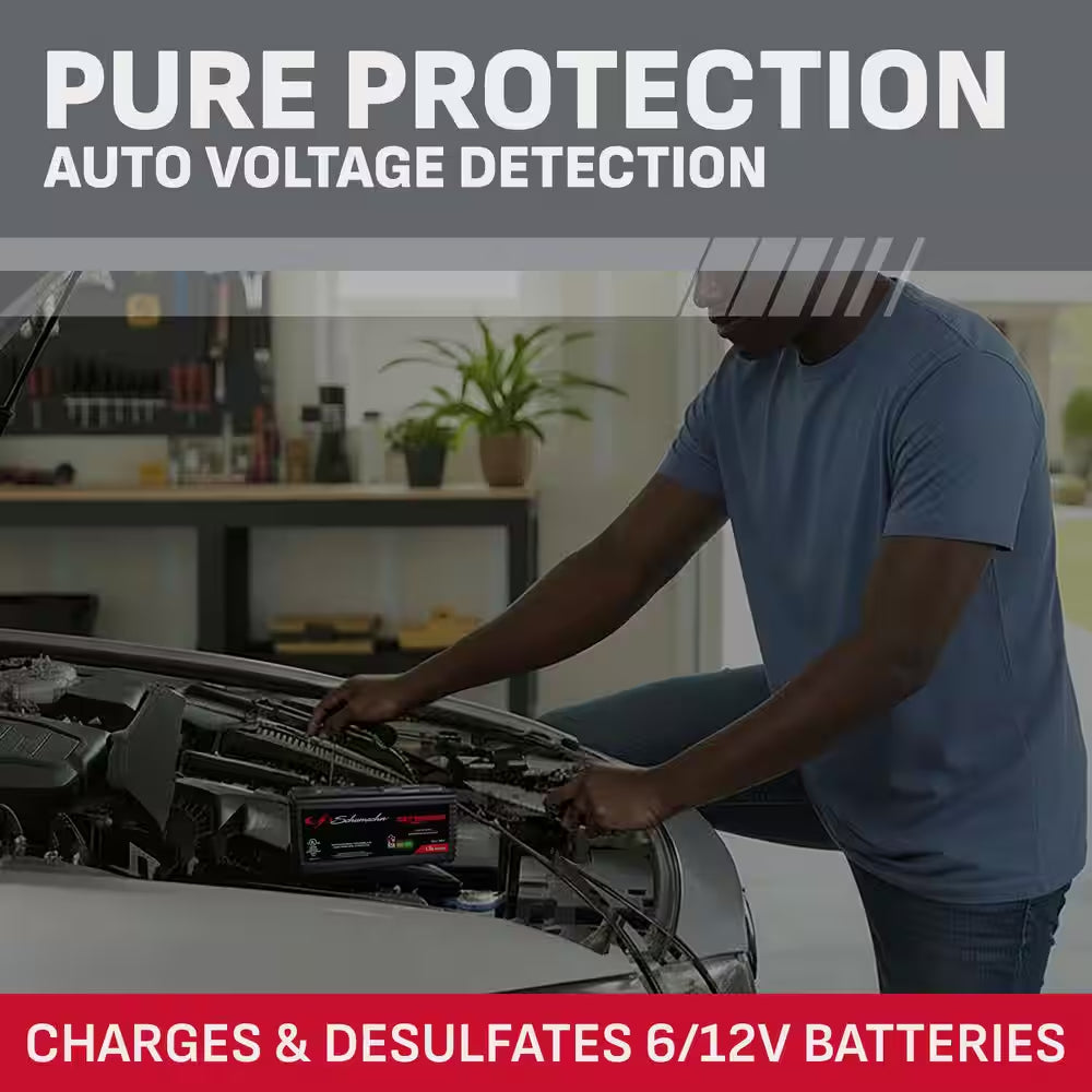 1.5A Car Battery Charger and Maintainer, Restores Batteries, Smart Trickle Charge, Automatic,Auto Restart,6V/12V, SC1355