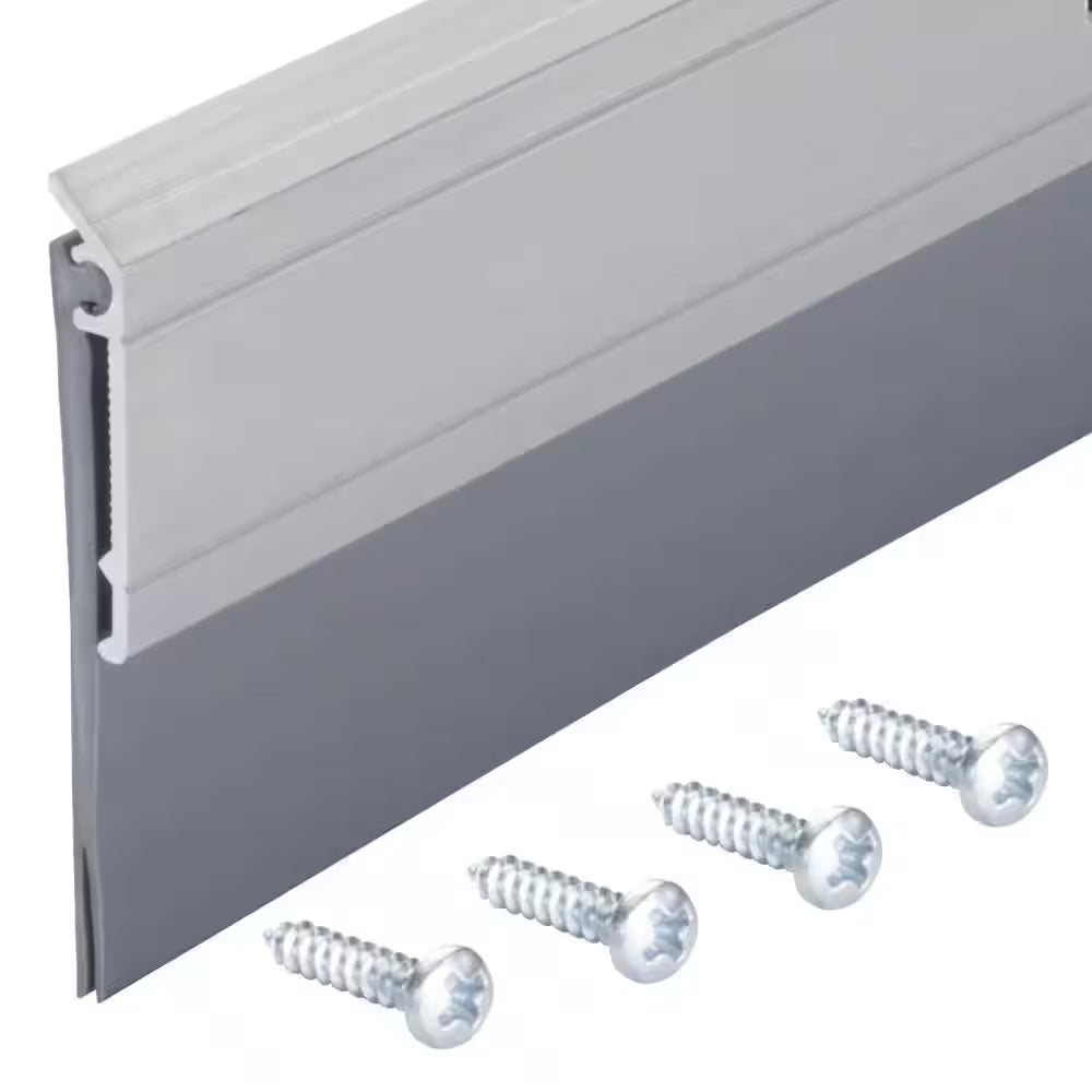36 In. Silver Aluminum and Vinyl Heavy-Duty Screw-On Door Sweep
