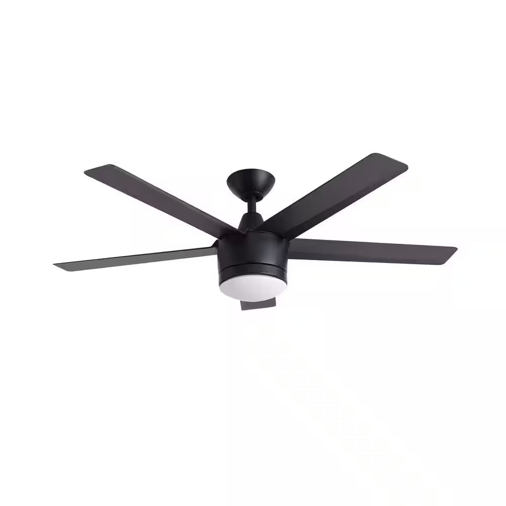 Merwry 48 In. Integrated LED Indoor Matte Black Ceiling Fan with Light Kit and Remote Control