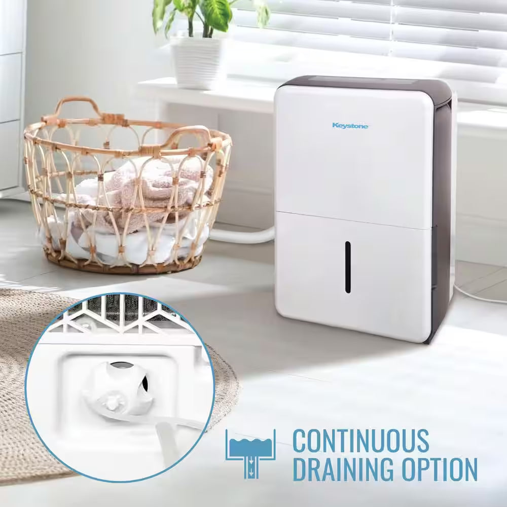 22 Pt. 1,500 Sq. Ft. Portable Dehumidifier for Large Rooms in White with Auto-Shutoff and Timer