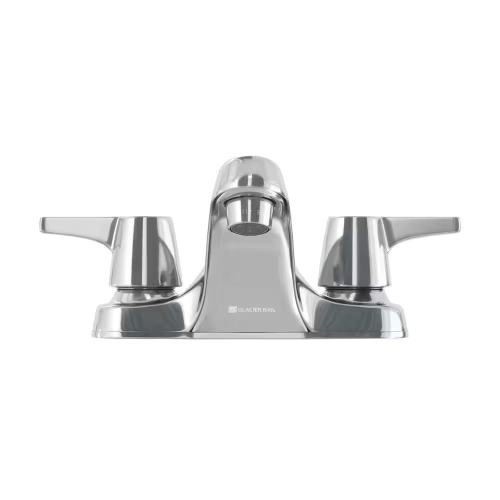 Aragon 4 In. Centerset 2-Handle Low-Arc Bathroom Faucet without Pop-Up Drain in Chrome
