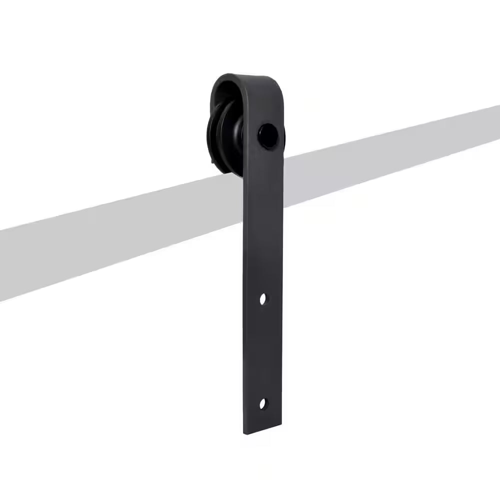 72 In. Black Classic Bent Strap Barn Style Sliding Door Track and Hardware Set-Door Not Included