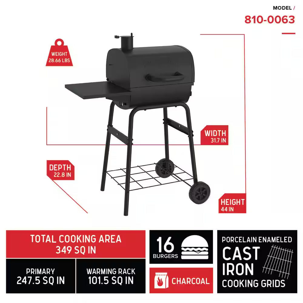 17.5 In. Barrel Charcoal Grill in Black