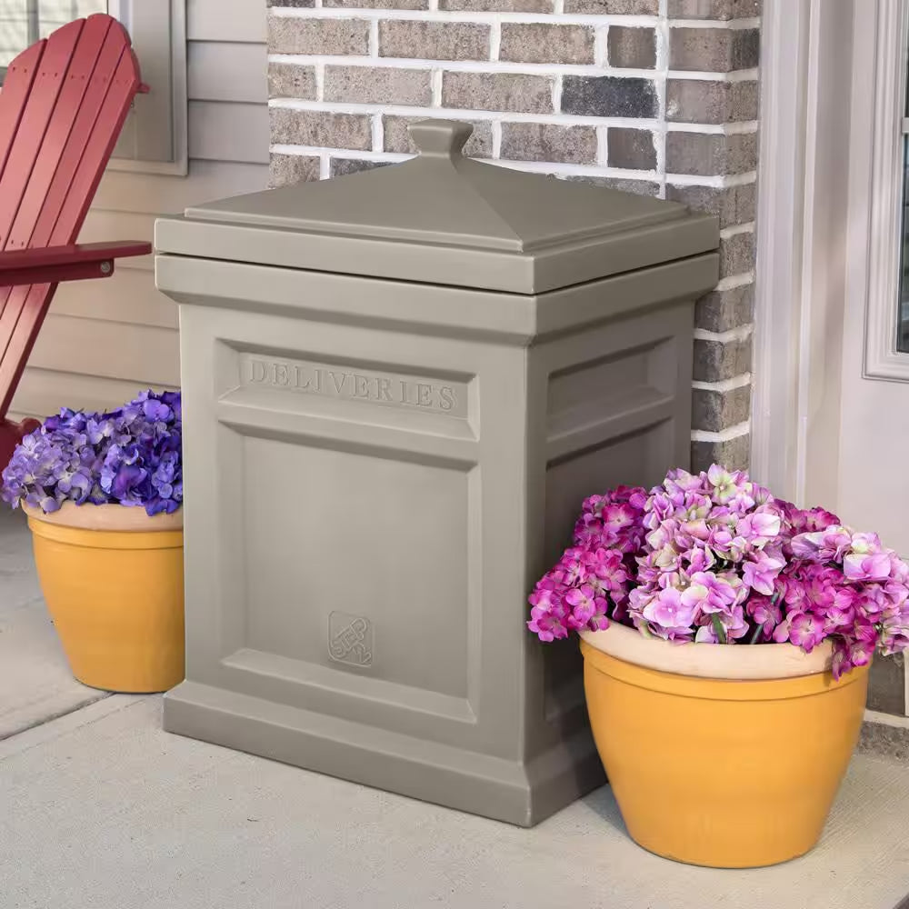 Express Package 31 In. H X 18 In. W X 23 In. D Resin Square Outdoor Delivery Box Mocha
