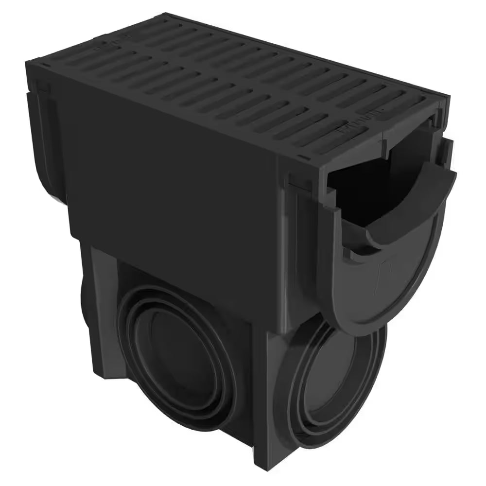 Compact Series Slim Drainage Pit/Catch Basin for 3.2 In. Modular Trench/Channel Drain Systems with Multi Pipe Adapter