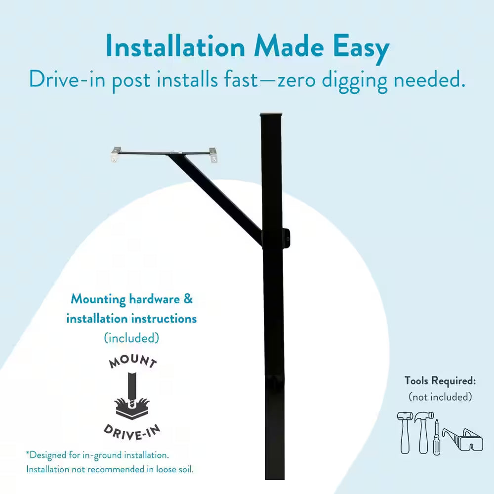 Steel Drive-In, Top Mount, Mailbox Post Kit, Black