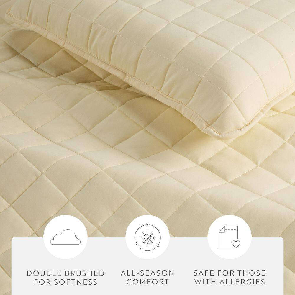 Square Yellow Queen Performance Quilted Coverlet Set